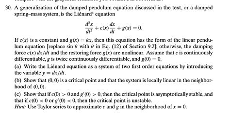 Solved A generalization of the damped pendulum equation | Chegg.com