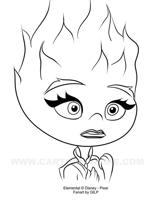 Coloring Elemental Ember Lumen Disney Pixar Coloring Page Ohuhu Art ...