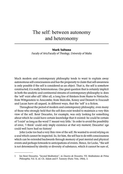 (PDF) The Self - Between Autonomy and Heteronomy