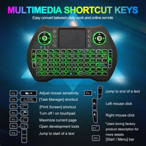 Backlit Mini Wireless Keyboard Touchpad Mouse Combo with Rechargable Li ...