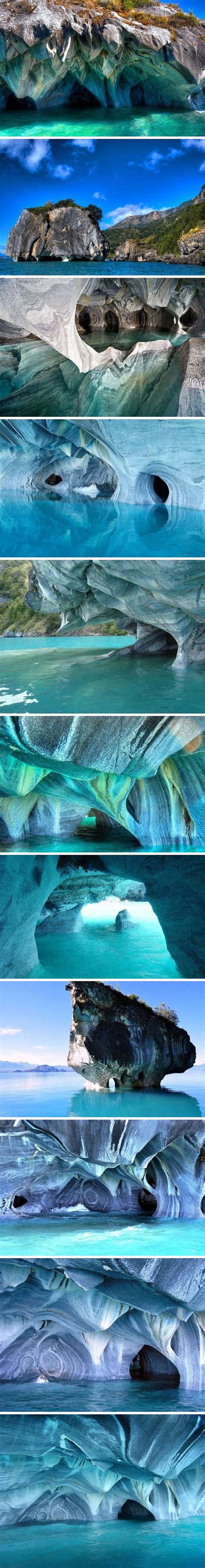 Marble Caves of Patagonia in Chile – Lake Carrera. The lake is on the border of Argentina and ...