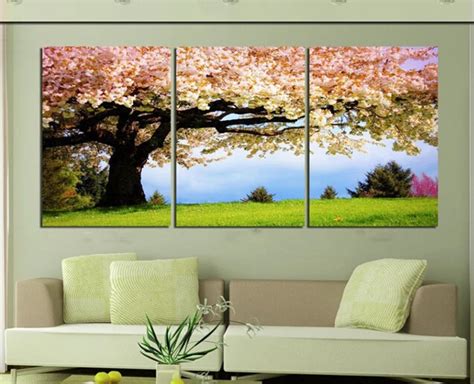 3 piece art oil canvas romantic wall art tree picture canvas painting ...