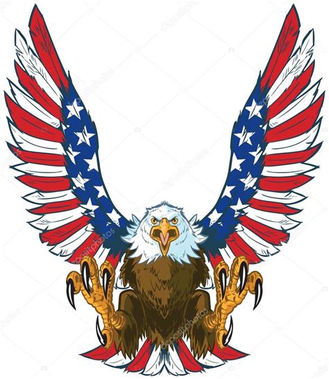 Screaming Eagle with American Flag Wings Vector Clip Art — Stock Vector © Dolimac #101189776