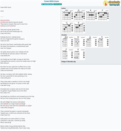 Chord: Cows With Guns - tab, song lyric, sheet, guitar, ukulele ...