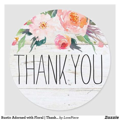 Rustic Adorned with Floral | Thank You Sticker | Wedding stickers, Custom holiday card, Bridal ...