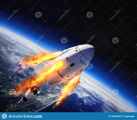 Crew Dragon Spacecraft of the Private American Company SpaceX in Space ...