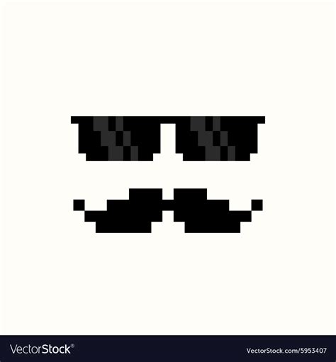 Pixel art suns and moustache Royalty Free Vector Image