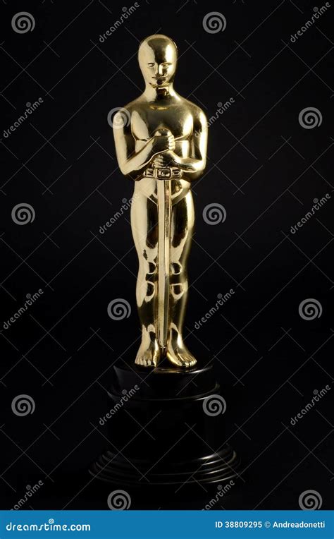 Golden replica of an Oscar editorial image. Image of statuette - 38809295