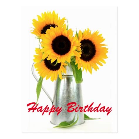 Happy Birthday Sunflowers Bouquet Postcard | Zazzle