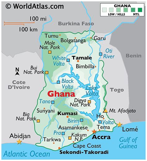 Bản đồ đất nước Ghana (Ghana Map) Khổ lớn, Phóng to 2024