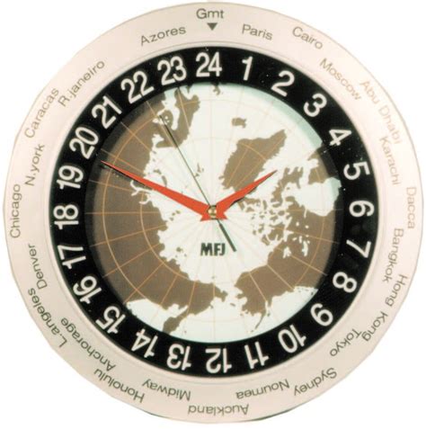 MFJ-115 24 Hour World Map Analog Wall Clock | Clock, Wall clock, Time planner