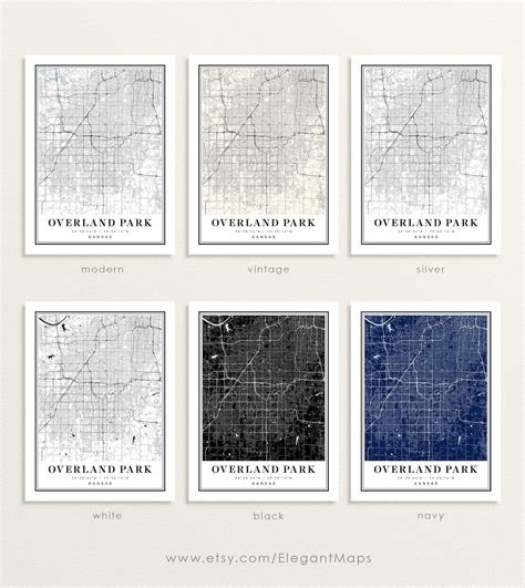 Overland Park Kansas Map Overland Park KS Map Overland Park - Etsy