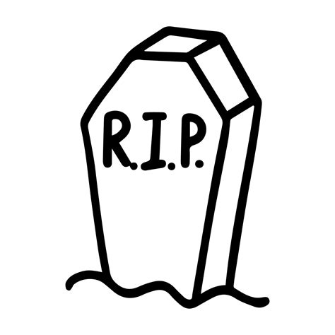 Vector halloween gravestone, cemetery clipart icon on white background. Funny, cute illustration ...