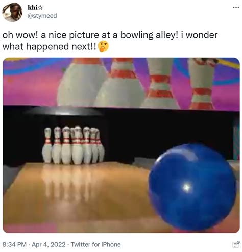 oh wow! a nice picture at a bowling alley! i wonder what happened next ...