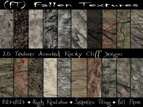 Second Life Marketplace - (FT) Fallen Textures FULL PERM Textures Realistic Rocky Cliff 20 Textures