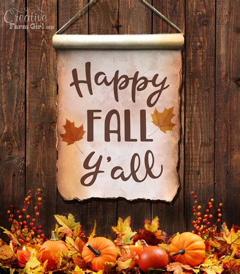 Happy Fall Y'all Sign Rustic Scroll Sign – Creative Farm Girl