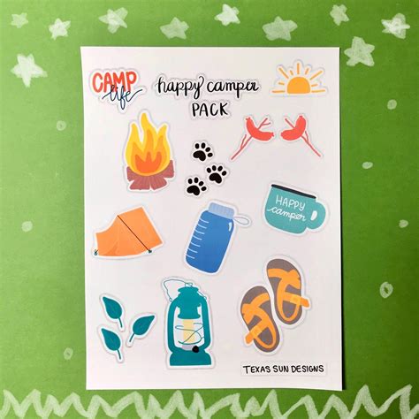 Camping Stickers Camp Sticker Camp Sticker Pack Sticker Pack Camping Camper Happy Camper - Etsy.de