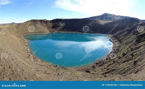 Volcano Krafla`s crater stock photo. Image of inside - 110536748