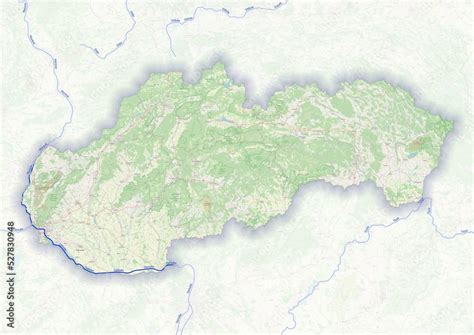 Slovakia physical map with important rivers the capital and big cities ...