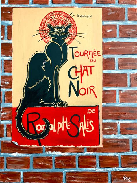 Le chat noir poster on a brick wall - Raafs paintings