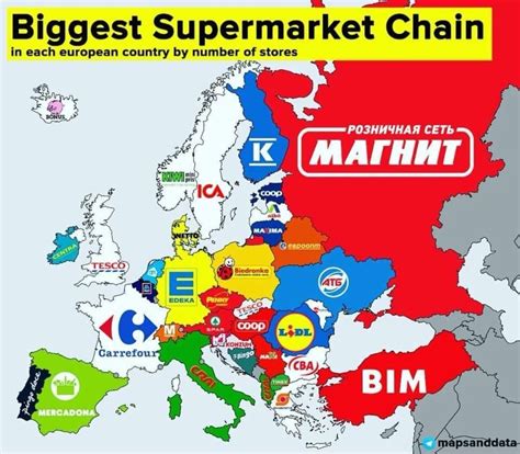 The biggest supermarket chain in each European country. | Geography map ...