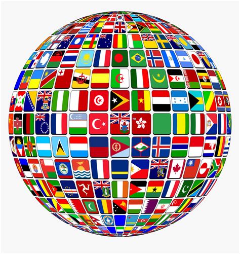 Globe With Country National Flags Png Image - World Flag Globe ...