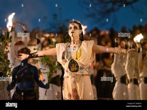 Beltane Festival performers on Calton Hill, Edinburgh, Scotland, UK Stock Photo - Alamy