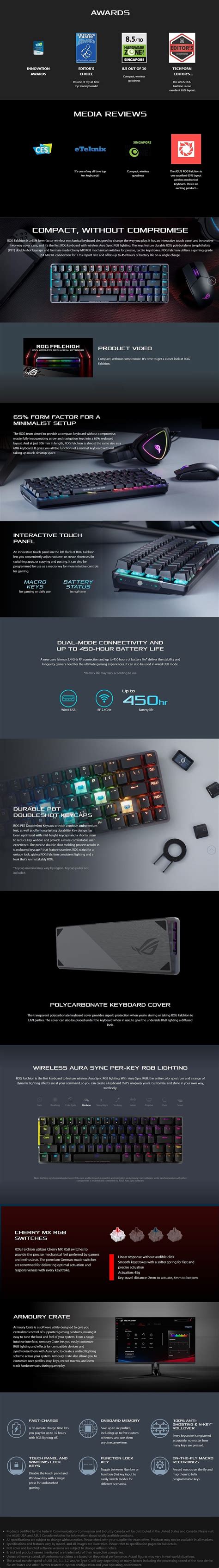 Asus ROG Falchion RGB Wireless Mechanical Gaming Keyboard - Cherry MX Red