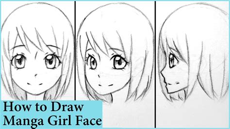 How to Draw Manga Girl Face in Front, 3/4, and Side View - YouTube