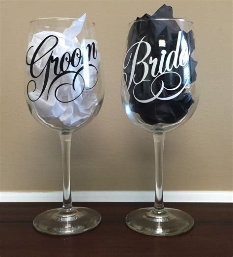 Personalized Bride and Groom Wine Glasses | Wedding wine glasses, Cricut wine glasses, Monogram ...