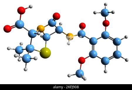 3D image of Penicillin skeletal formula - molecular chemical structure ...