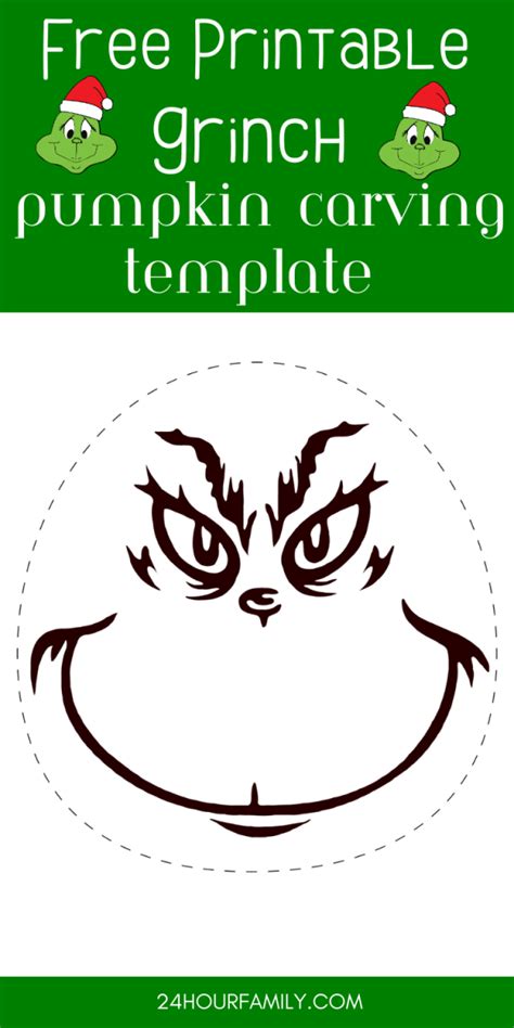 Grinch Pumpkin Carving Template (Free Printable) | Pumpkin carving ...