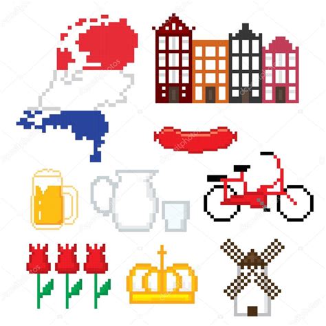 Netherlands culture symbols icons set — Stock Vector © dergriza #107724240