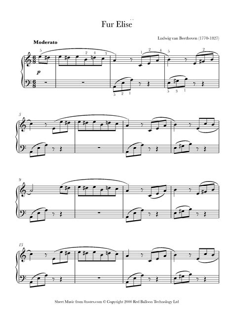 PDF fur elise piano sheet music for beginners with numbers PDF ...