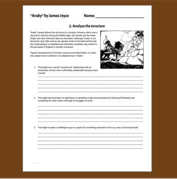 "Araby" (James Joyce) Literary Analysis Worksheets by BritLitWit