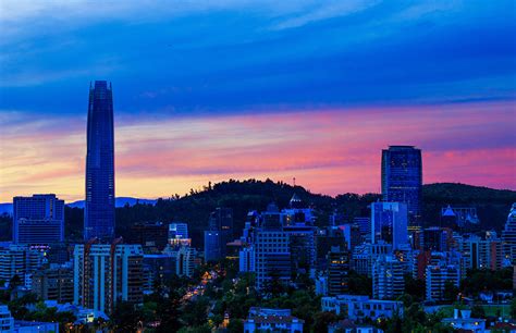 Photo Santiago Chile Evening Skyscrapers Cities Building