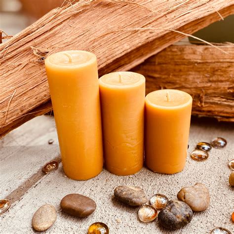 Set of 3 beeswax candles 2 wide-scented or unscented-100% | Etsy