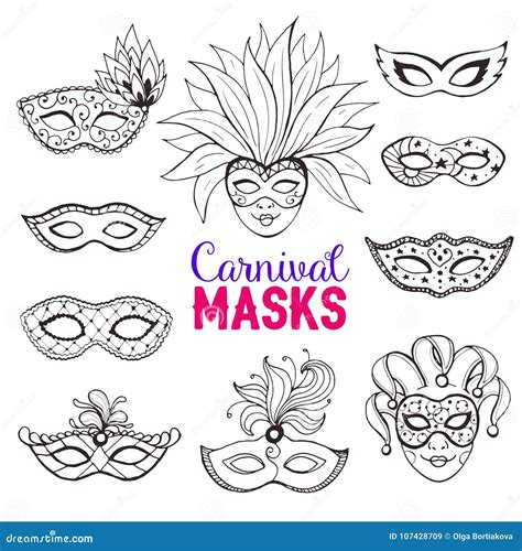 Carnival masks collection stock vector. Illustration of isolated ...