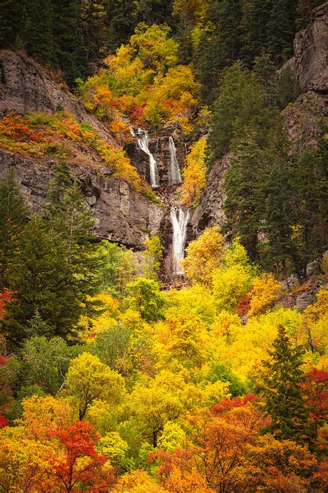 Upper Falls Autumn Vertical Photograph by Johnny Adolphson - Fine Art America