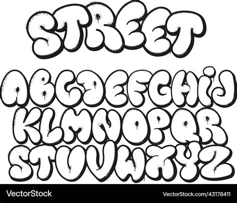 Bubble graffiti font inflated letters street art Vector Image