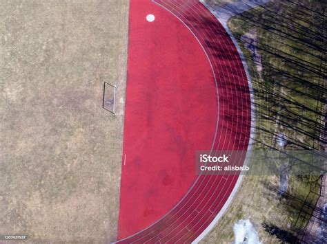 Empty Football Field And Gate In Stadium Aerial View Stock Photo ...