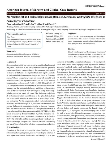 (PDF) Morphological and Hematological Symptoms of Aeromonas Hydrophila Infections in ...