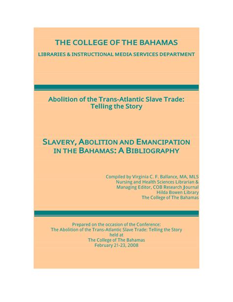 (PDF) Abolition of the Trans-Atlantic Slave Trade: Telling the Story SLAVERY, ABOLITION AND ...