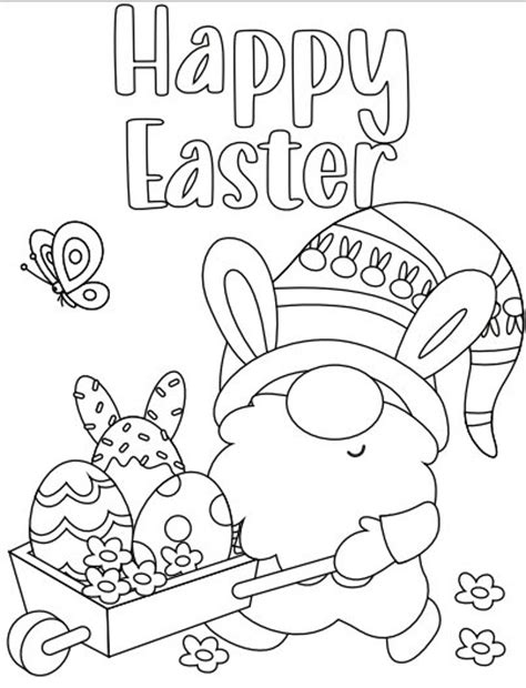 Easter Gnome Coloring Pages for Kids, Easter Activities for Kids, Easter Worksheets, Easter ...