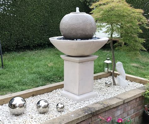 Modern Contemporary Patio Ball or Slate Fountain On Classic Plinth ...