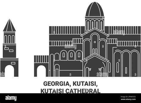 Georgia, Kutaisi, Kutaisi Cathedral travel landmark vector illustration ...