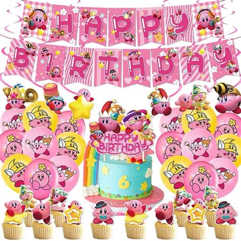 Cute Cartoon Kirby Birthday Party Set Balloon Banners - Etsy