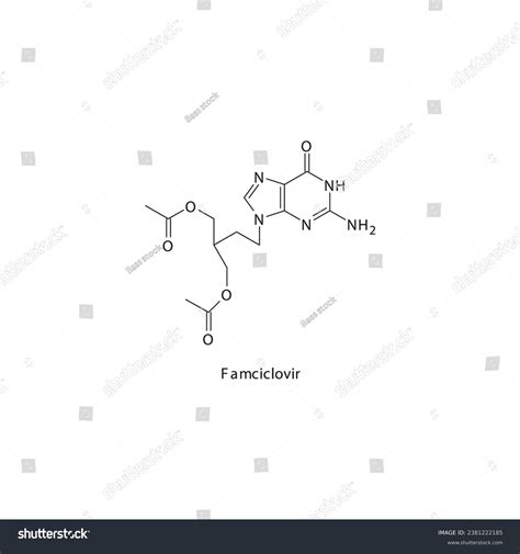 Famciclovir Flat Skeletal Molecular Structure Purine Stock Vector ...