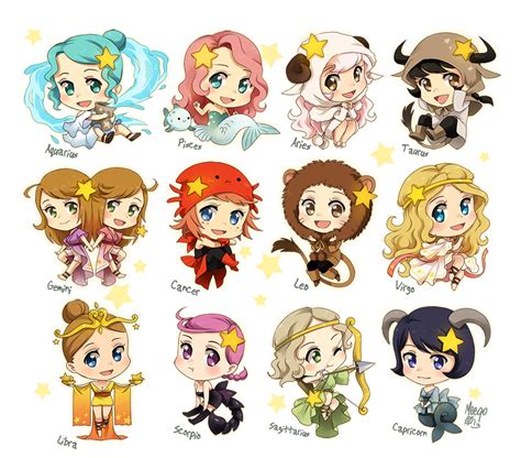 Les signes du zodiaque en chibi | Chibi, Zodiaque anime, Dessin kawaii