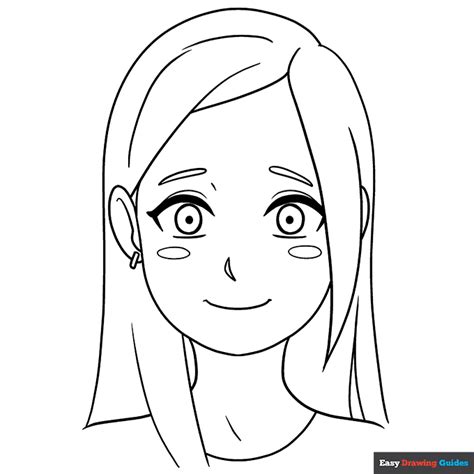 Cute Anime Girls Head and Face Coloring Page | Easy Drawing Guides